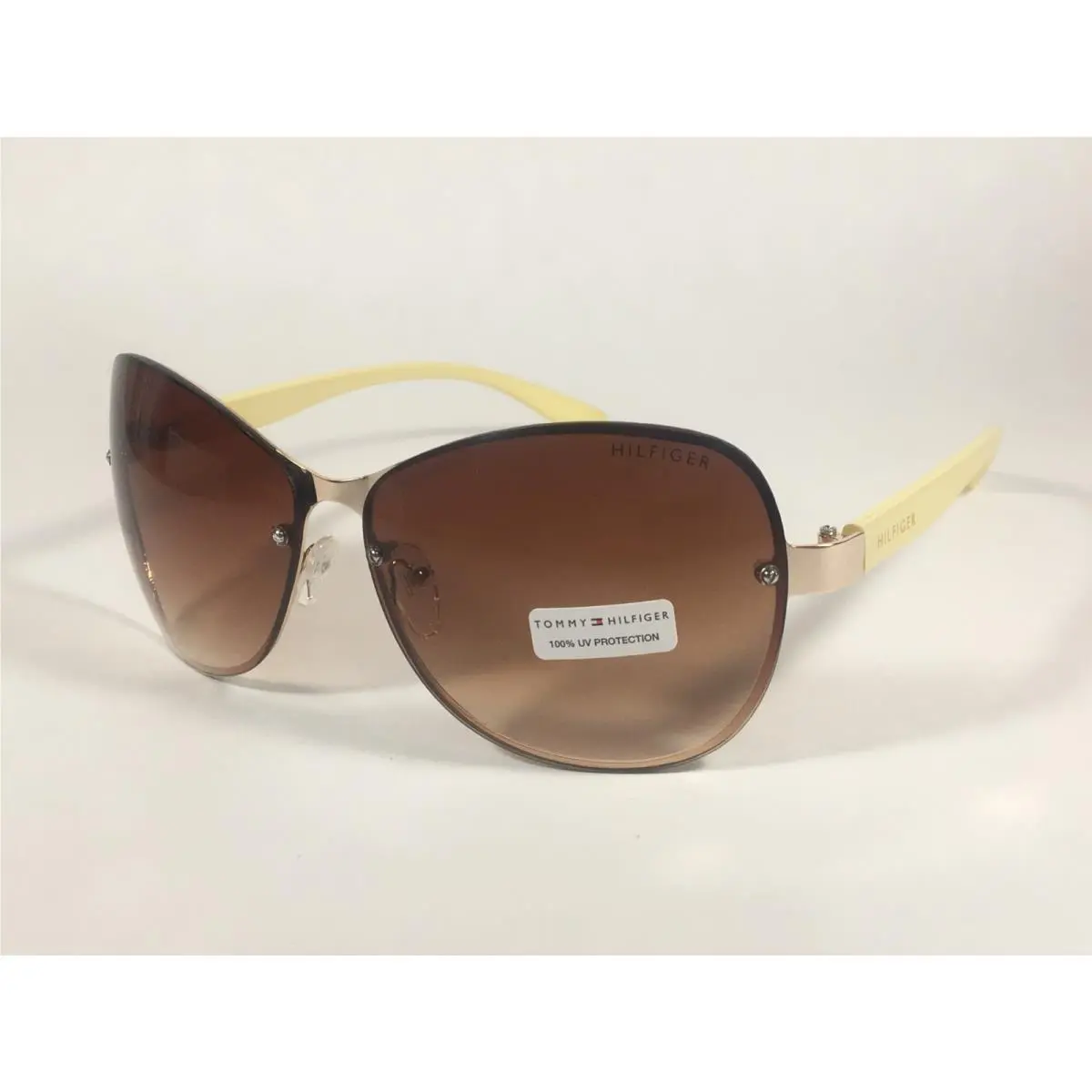 Tommy Hilfiger Melone Rimless Butterfly Sunglasses Gold Cream Frame Gradient