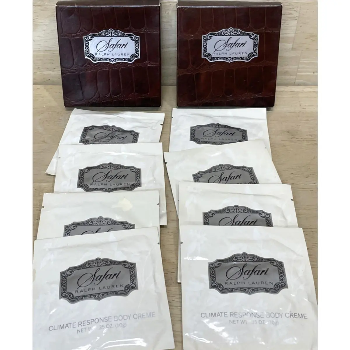 Ralph Lauren Safari For Women Cologne 1989 Vintage Nos Climate Creme 8 Sample Packets 2 Boxes