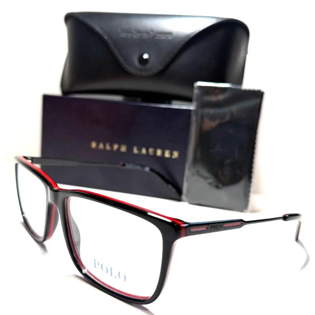 Polo Ralph Lauren PH 2216 5668 Shiny Black W/red Trim Eyeglasses 55-17