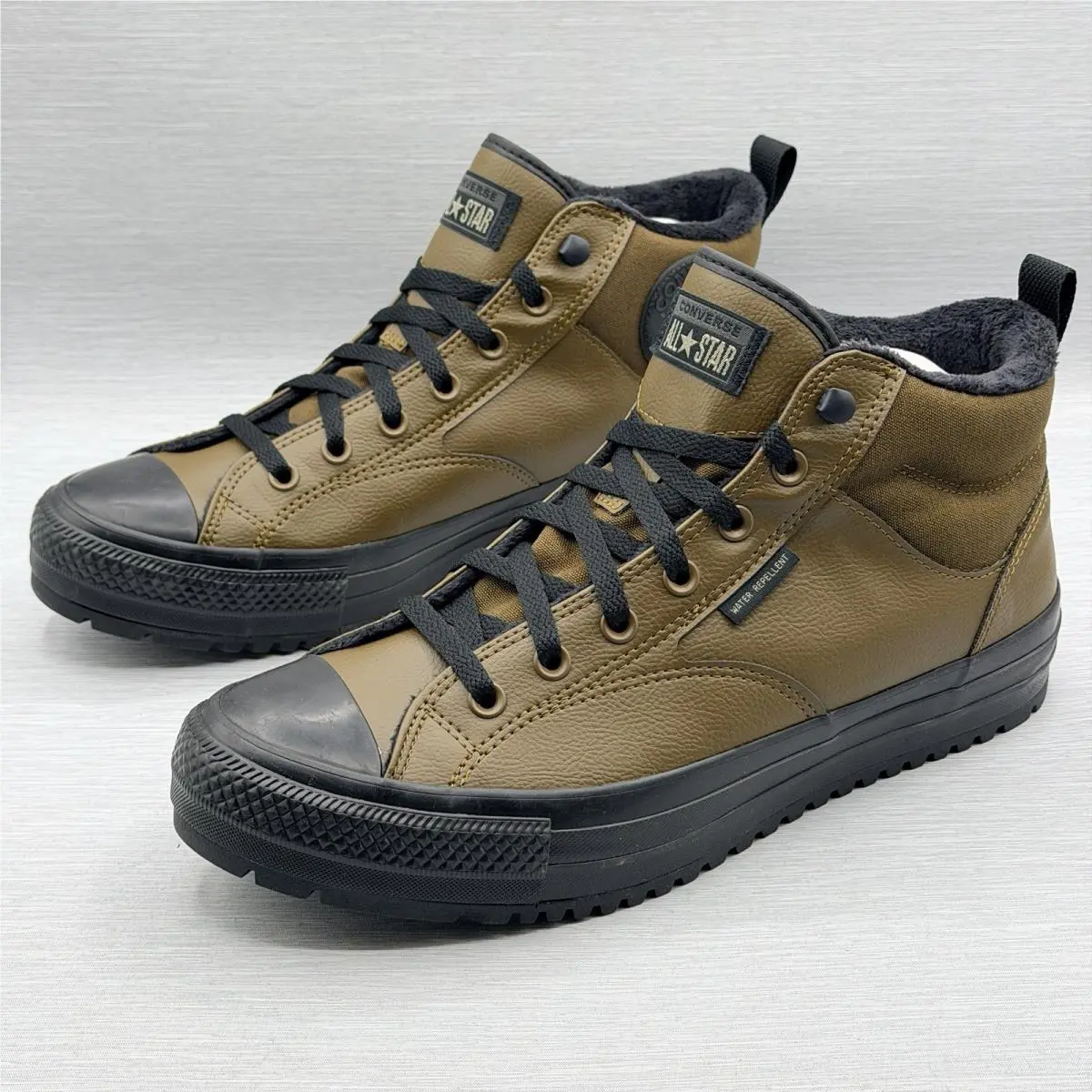 Converse Men`s 11.5 Leather Boots Water Repellent Lined Mid Olive Green A14618C