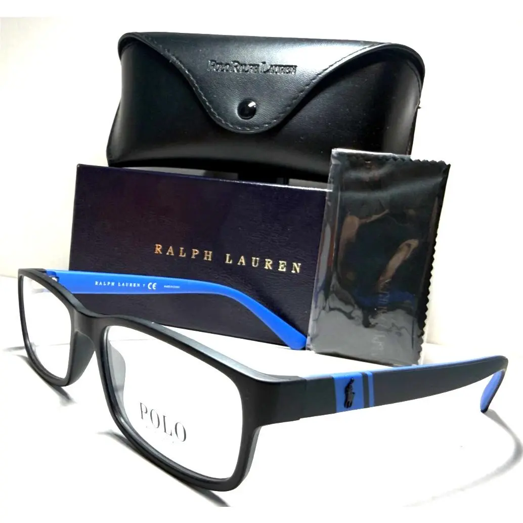 Polo Ralph Lauren PH 2154 5860 Satin Black/blue Temple Authentc Eyeglasses 56-17