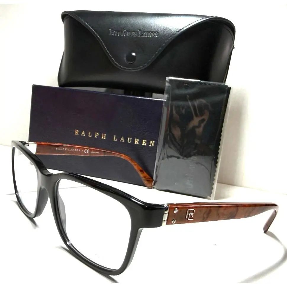 Polo Ralph Lauren PH 6214 5398 Shiny Black W/wood Look Temples Eyeglasses 54-17