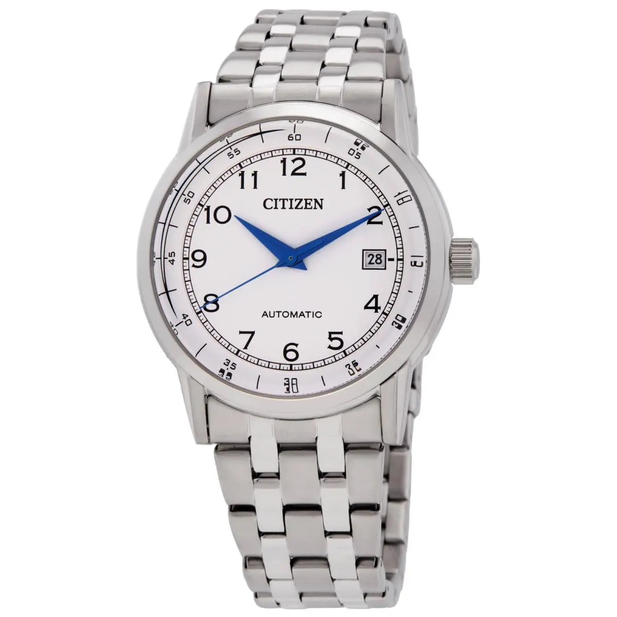Citizen Mechanical Automatic White Dial Men`s Watch NJ0210-56A - White, Dial: White, Band: Silver-tone