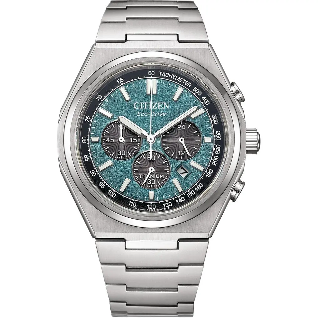 CA4610-85X Zenshin Chronograph Super Titanium Green Dial Watch by Citizen