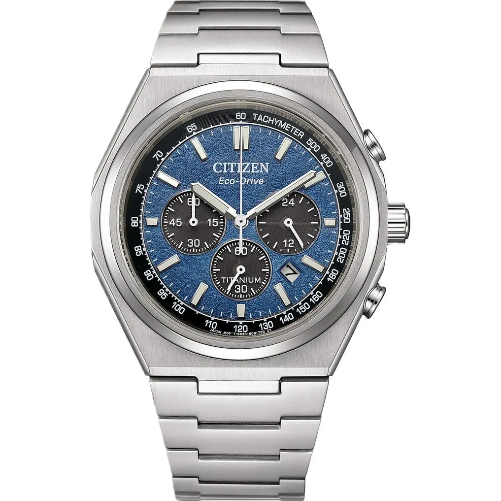 CA4610-85L Zenshin Chronograph Super Titanium Blue Dial Watch by Citizen