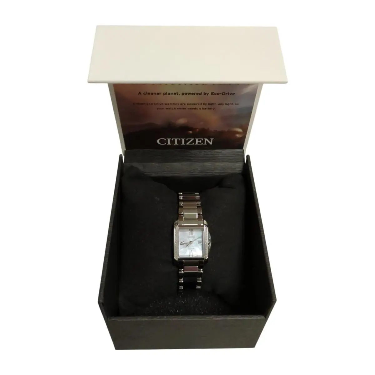 Women`s Eco-drive Silver Tone Watch Mother of Pearl Dial EW5610-59D by Citizen
