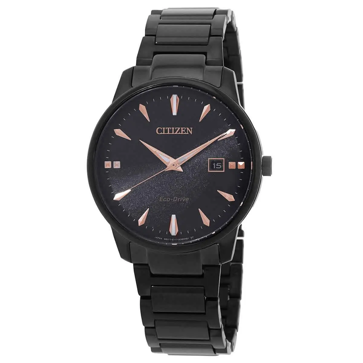 Citizen Pair Eco-drive Black Dial Men`s Watch BM7595-89E - Black, Dial: Black, Band: Black IP