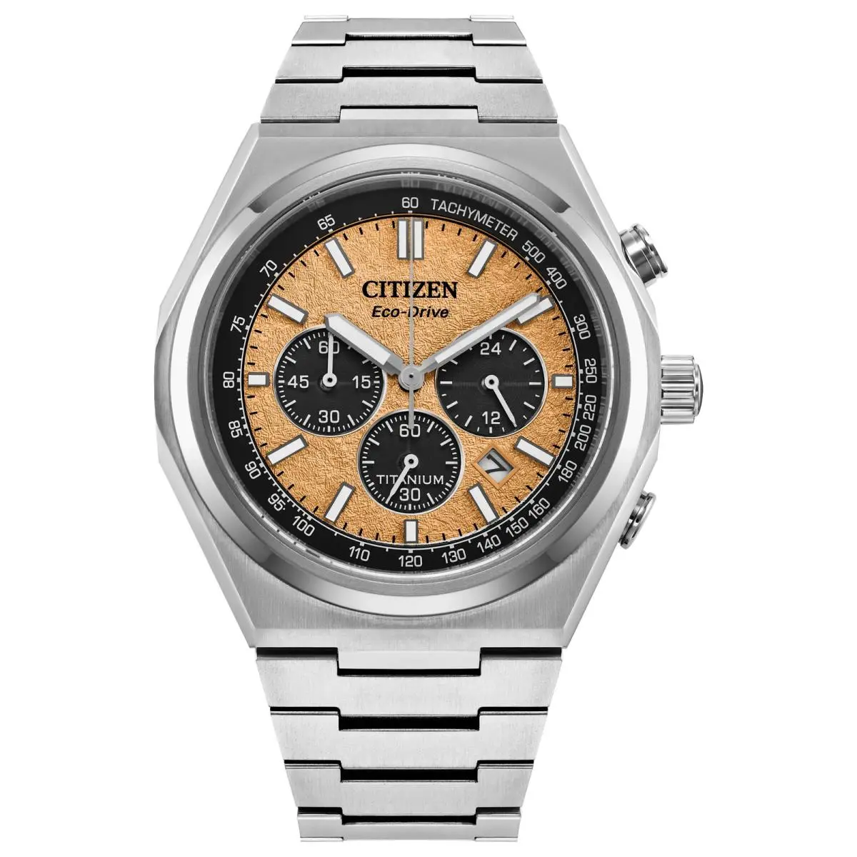 CA4610-85Z Zenshin Chronograph Super Titanium Salmon Dial Watch by Citizen