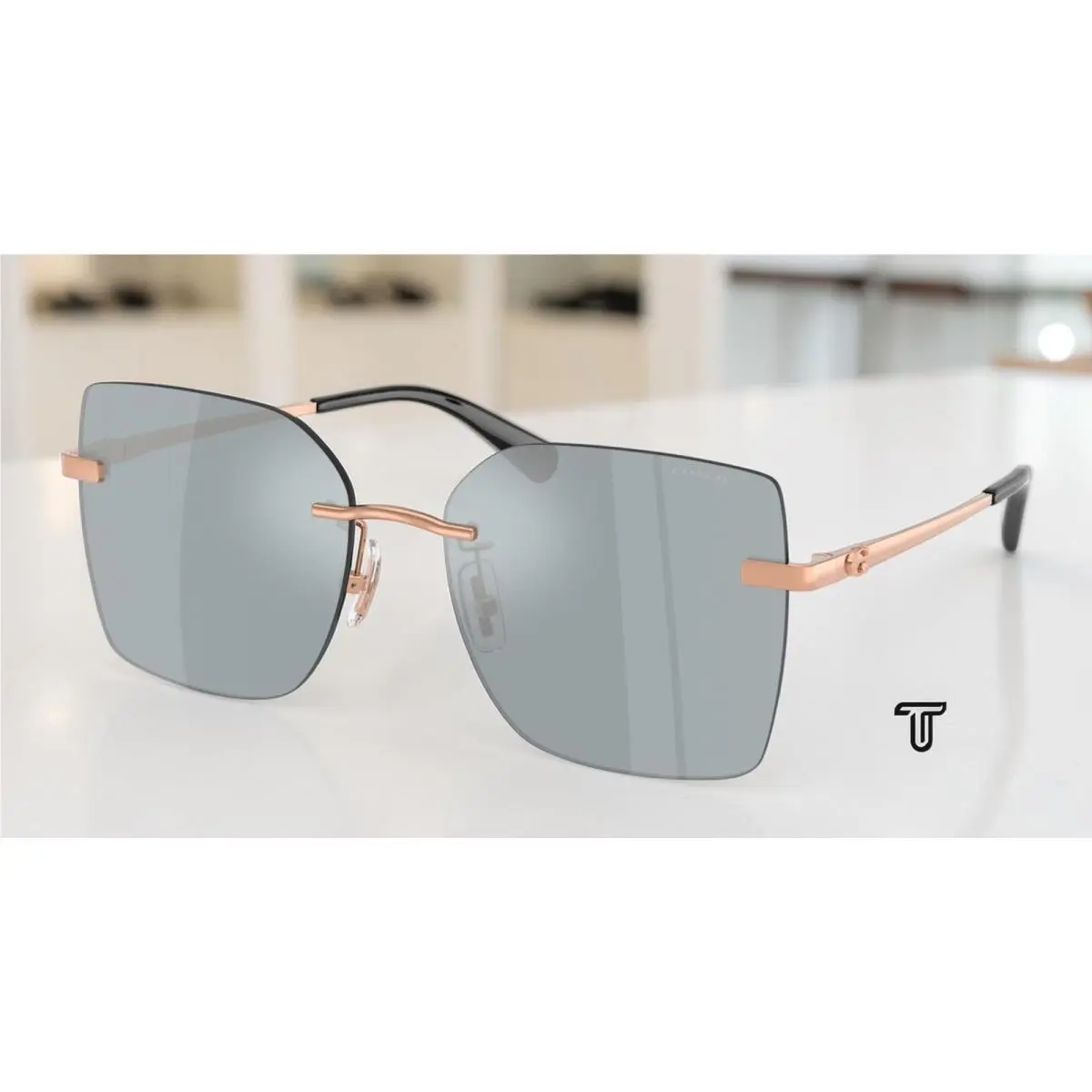 Coach HC7193D 94071U Cdp45 Shiny Rose Gold Grey Mirror 57 mm Women`s Sunglasses
