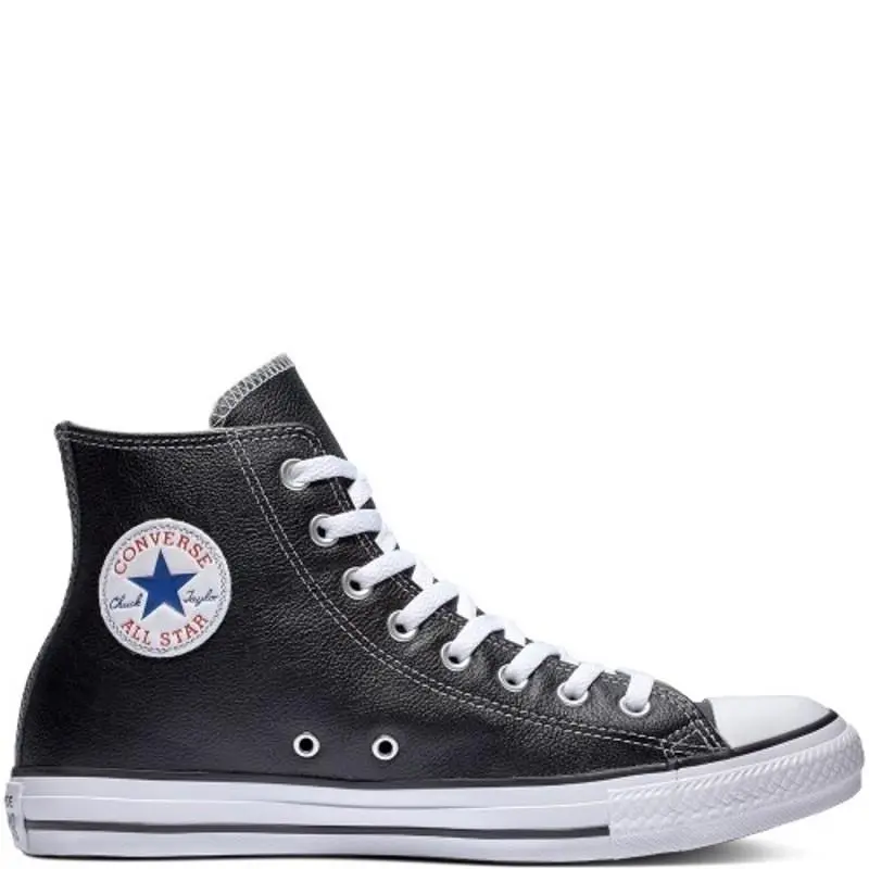 Converse Chuck Taylor All Star Leather High Top Sneaker Black 14 Women/12Men