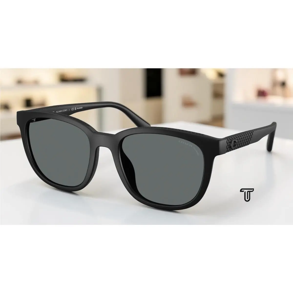 Coach HC8442U 500281 Cca00 Matte Black Grey Solid Polarized 54mm Mens Sunglasses