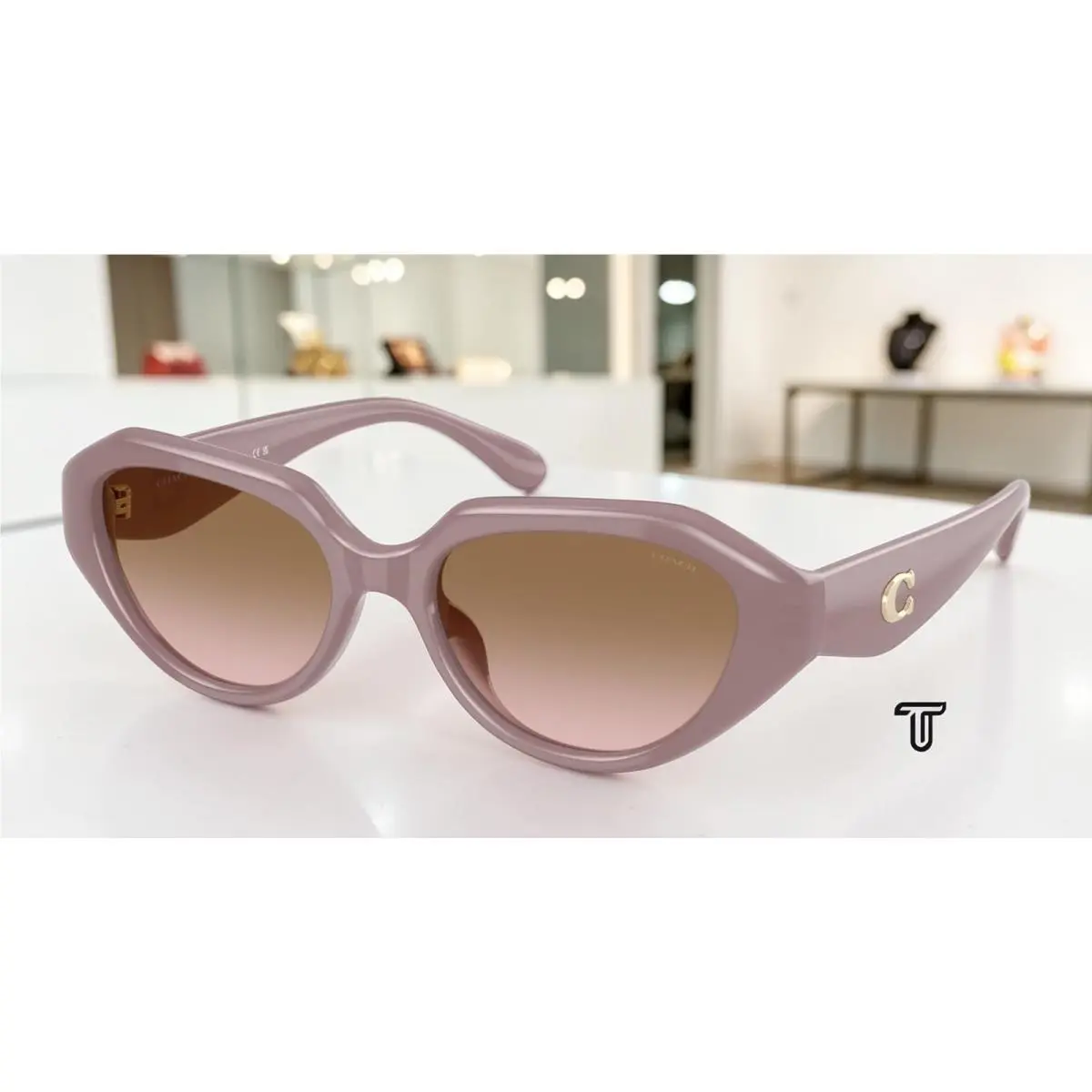 Coach HC8433U 549511 Cby77 Milky Putty Brown Peach Gradient 52mm Women Sunglass