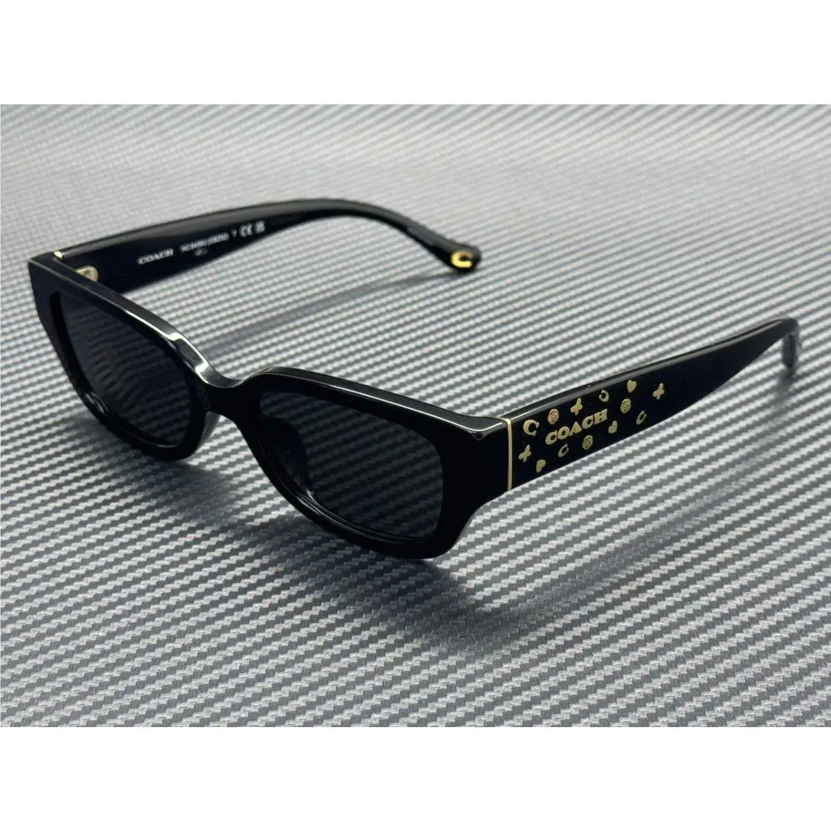 Coach HC8439U 500287 Black Grey Solid Women`s 53 mm Sunglasses
