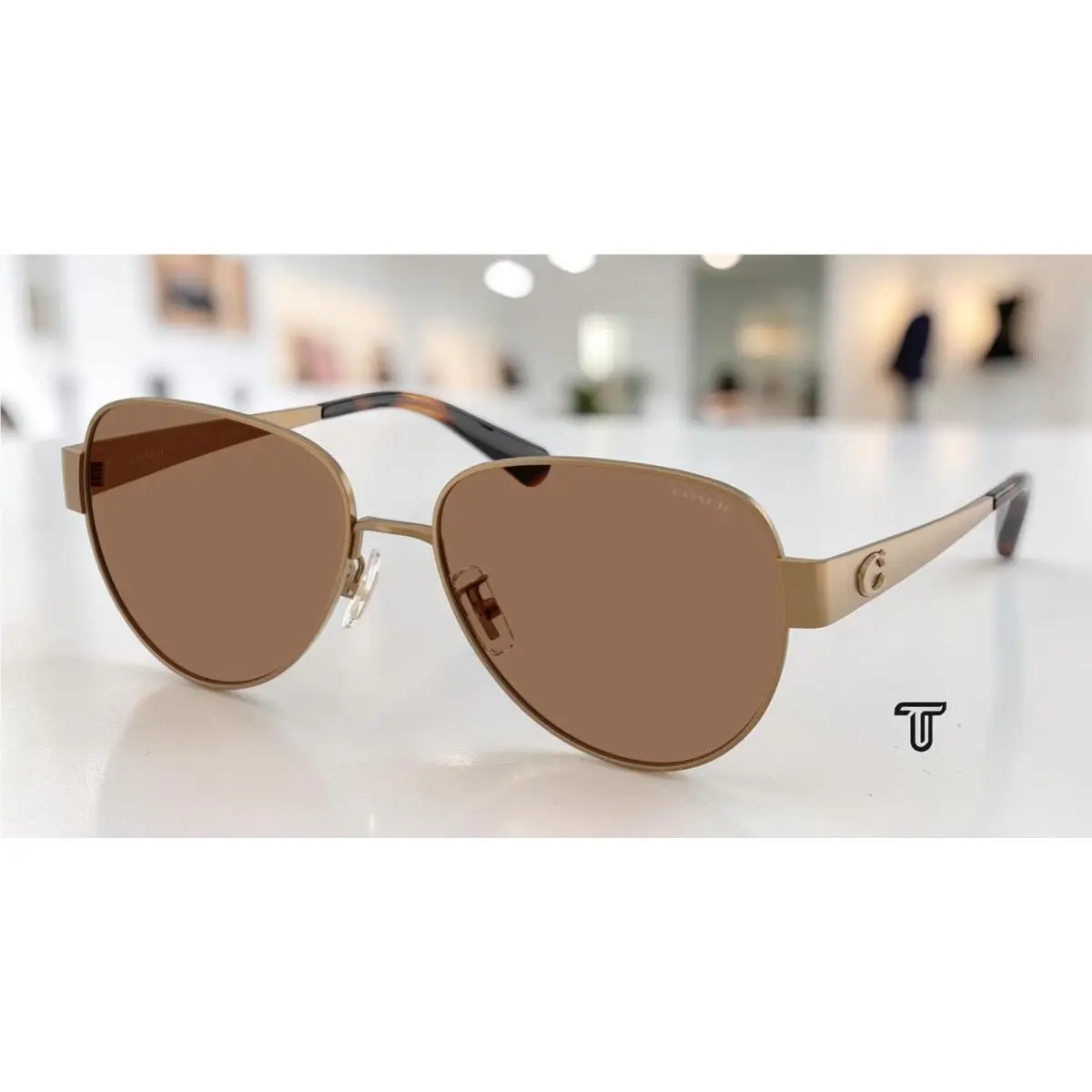 Coach HC7186 948473 Cdp37 Brass Brown Solid 57 mm Women`s Sunglasses