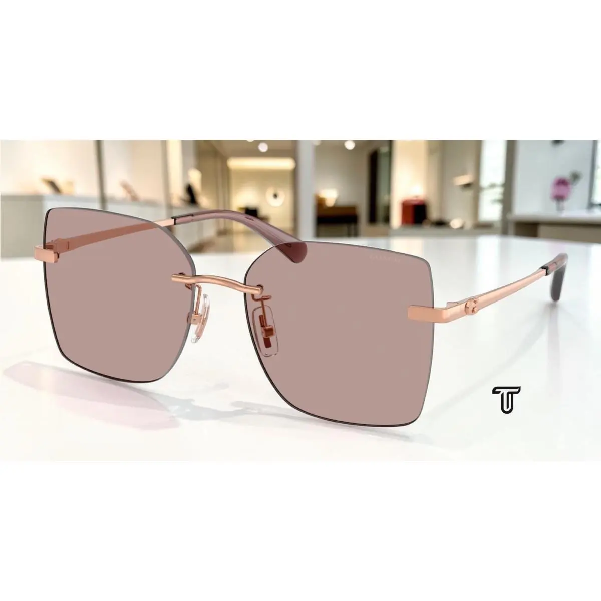 Coach HC7193D 94077N Cdp45 Shiny Rose Gold Purple Solid 57 mm Women`s Sunglasses