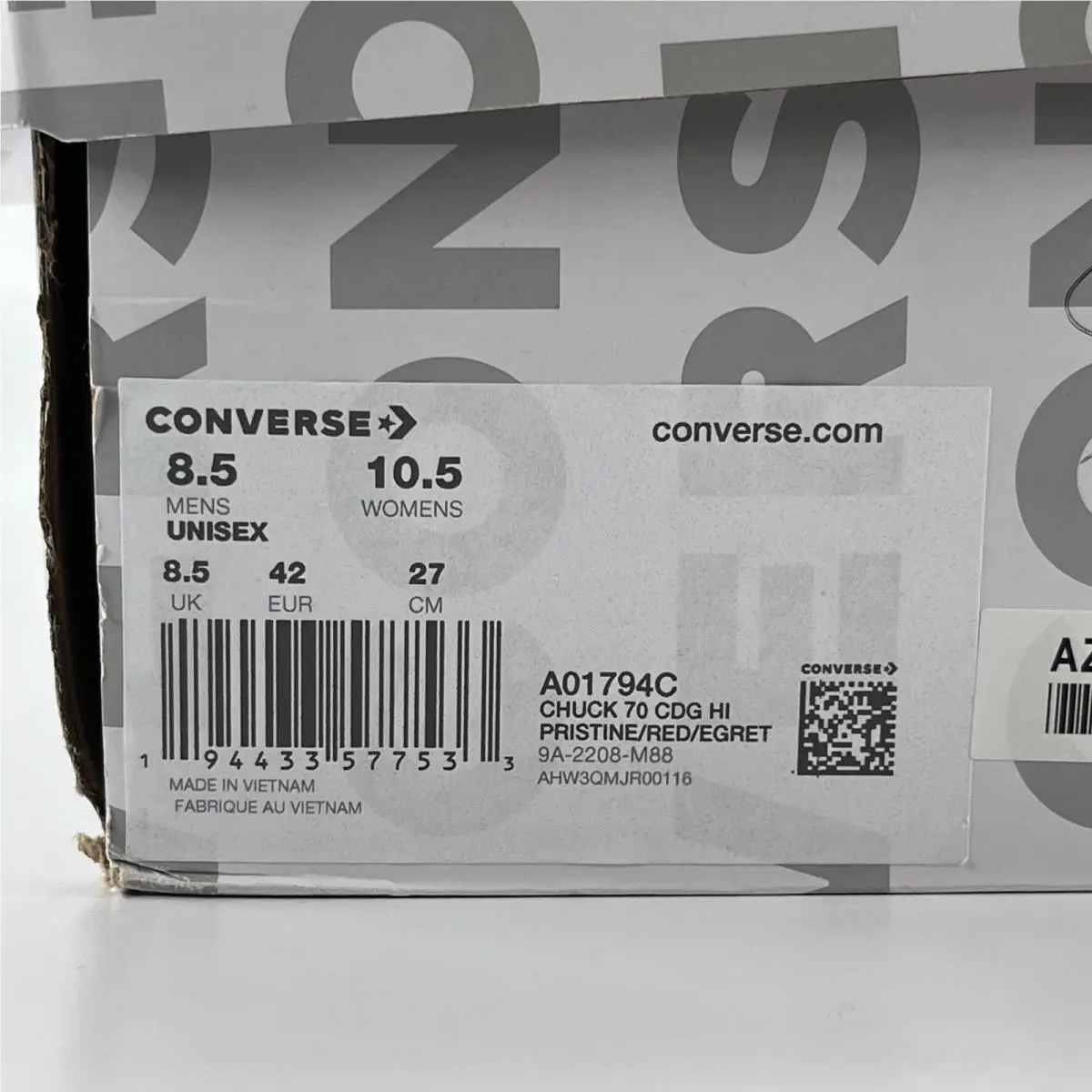 Converse shoes - Chuck 70 CDG HI PRISTINE - A01794C - Ivory 8