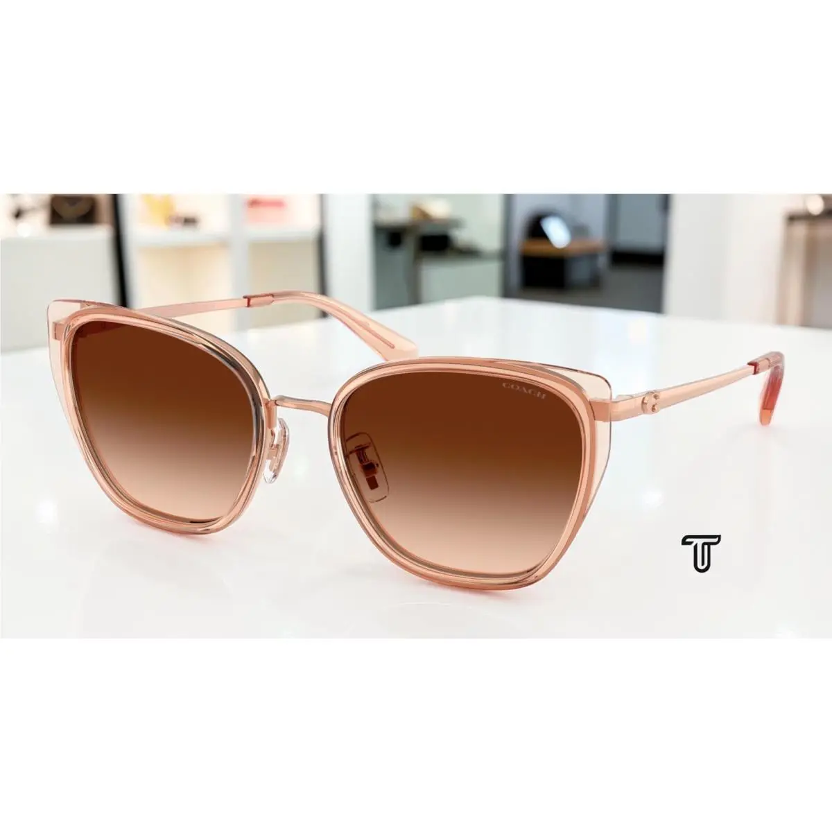 Coach HC7187 948774 Cdp56 Rose Gold Champagne Brown Grad 53mm Women`s Sunglasses