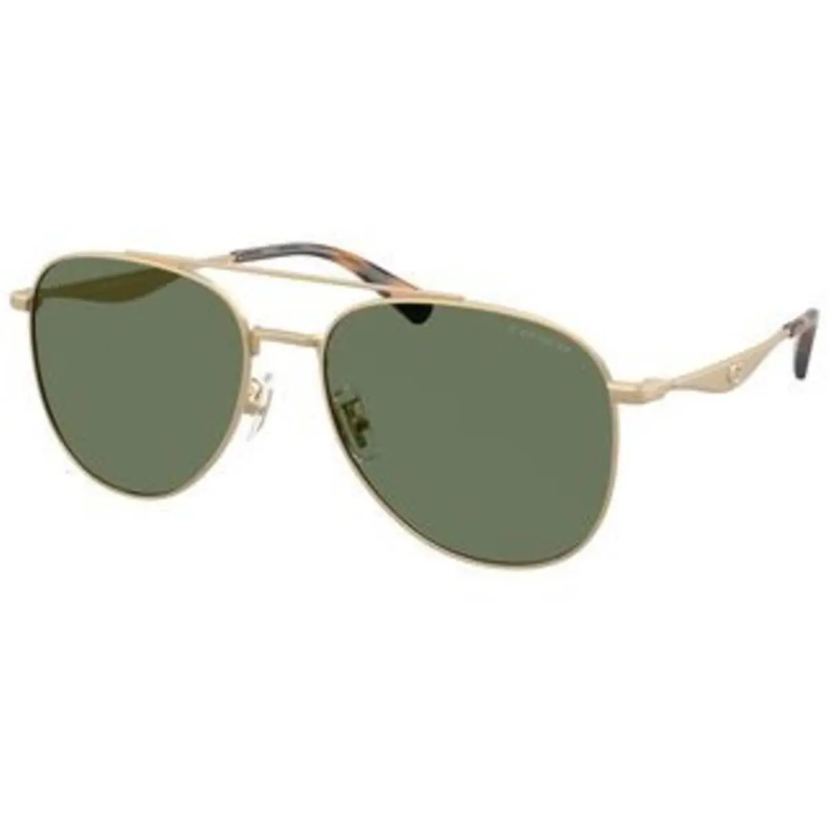 Coach HC 7190 Satin Light Gold Green Solid Polyamide Standard 900582 Sunglasses