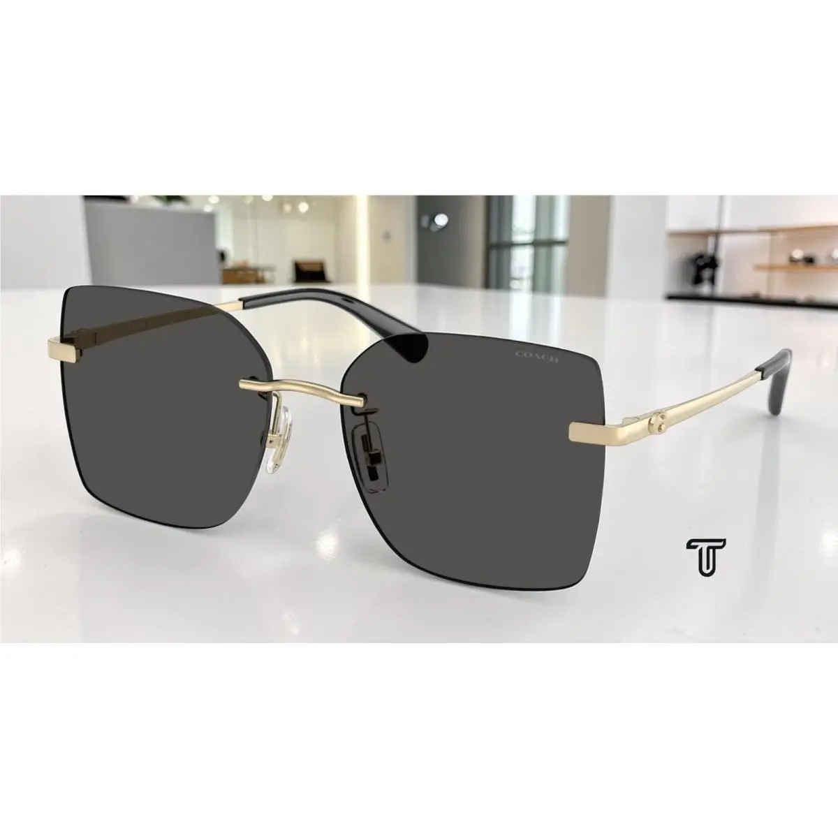 Coach HC7193D 900587 Cdp45 Shiny Light Gold Grey Solid 57 mm Women`s Sunglasses
