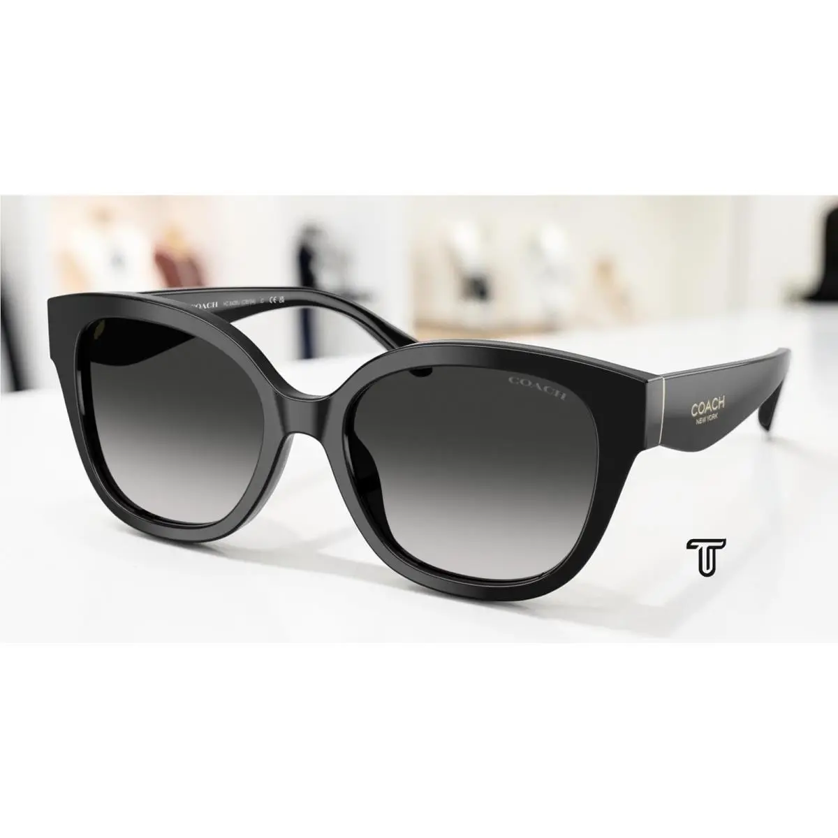 Coach HC8438U 500287 Cby94 Black Grey Gradient 56 mm Women`s Sunglasses