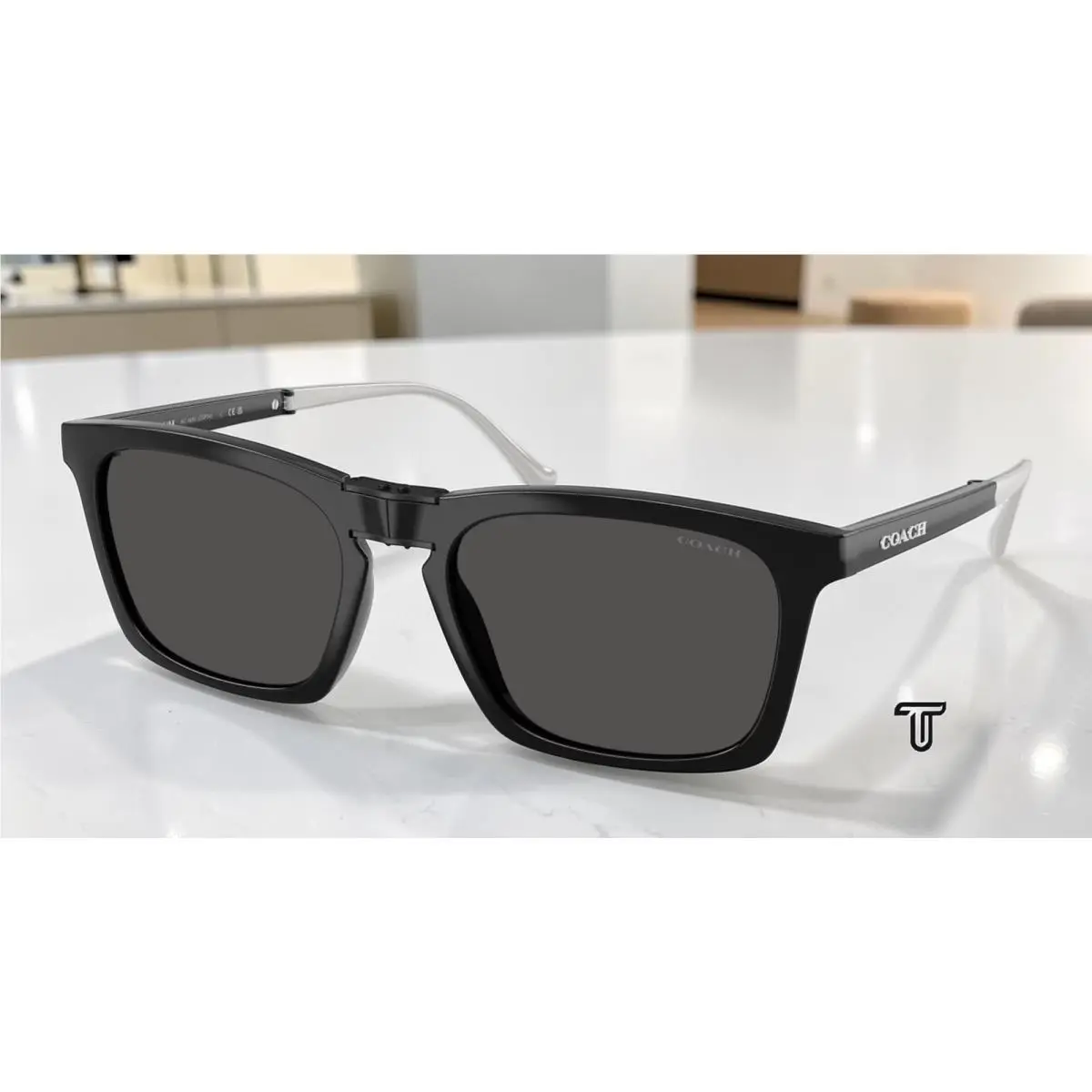 Coach HC8455 500287 Cdp54 Black Grey Solid 56 mm Men`s Sunglasses
