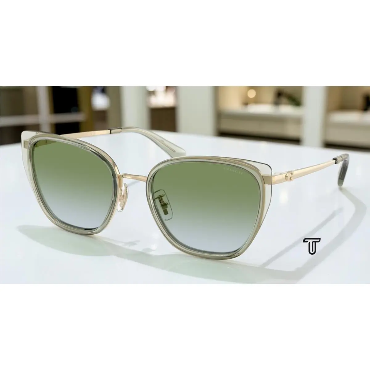 Coach HC7187 9486I7 Cdp56 Gold Sage Green Blue Gradient 53 mm Women`s Sunglasses