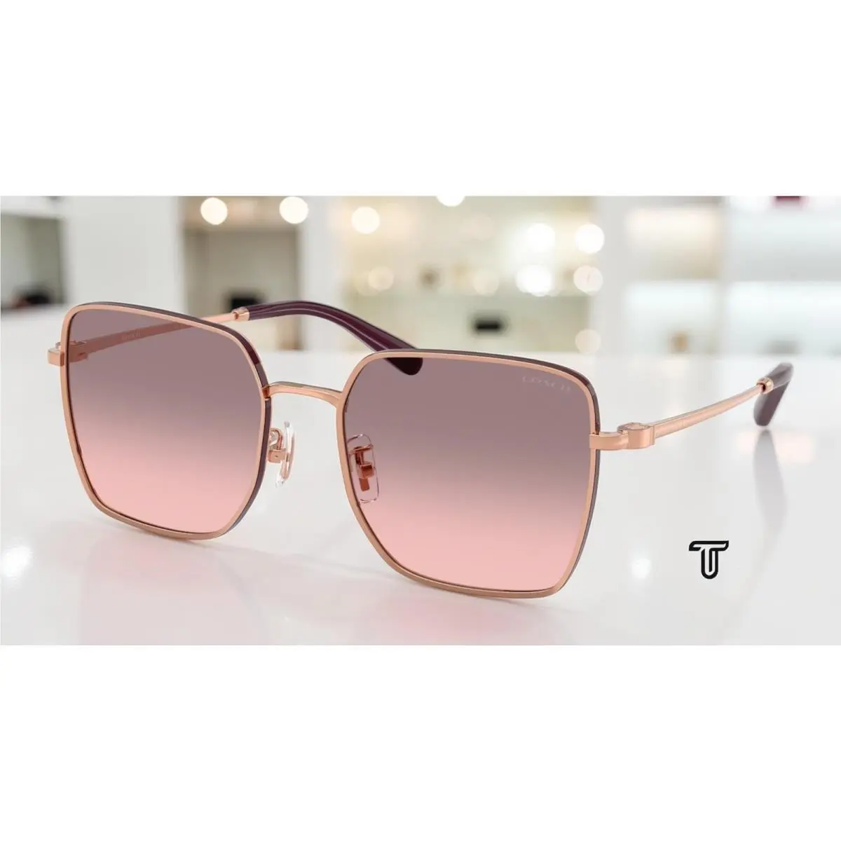 Coach HC7184D 947813 Cbz51 Rose Gold Bordeaux Grey Pink 56 mm Women`s Sunglasses
