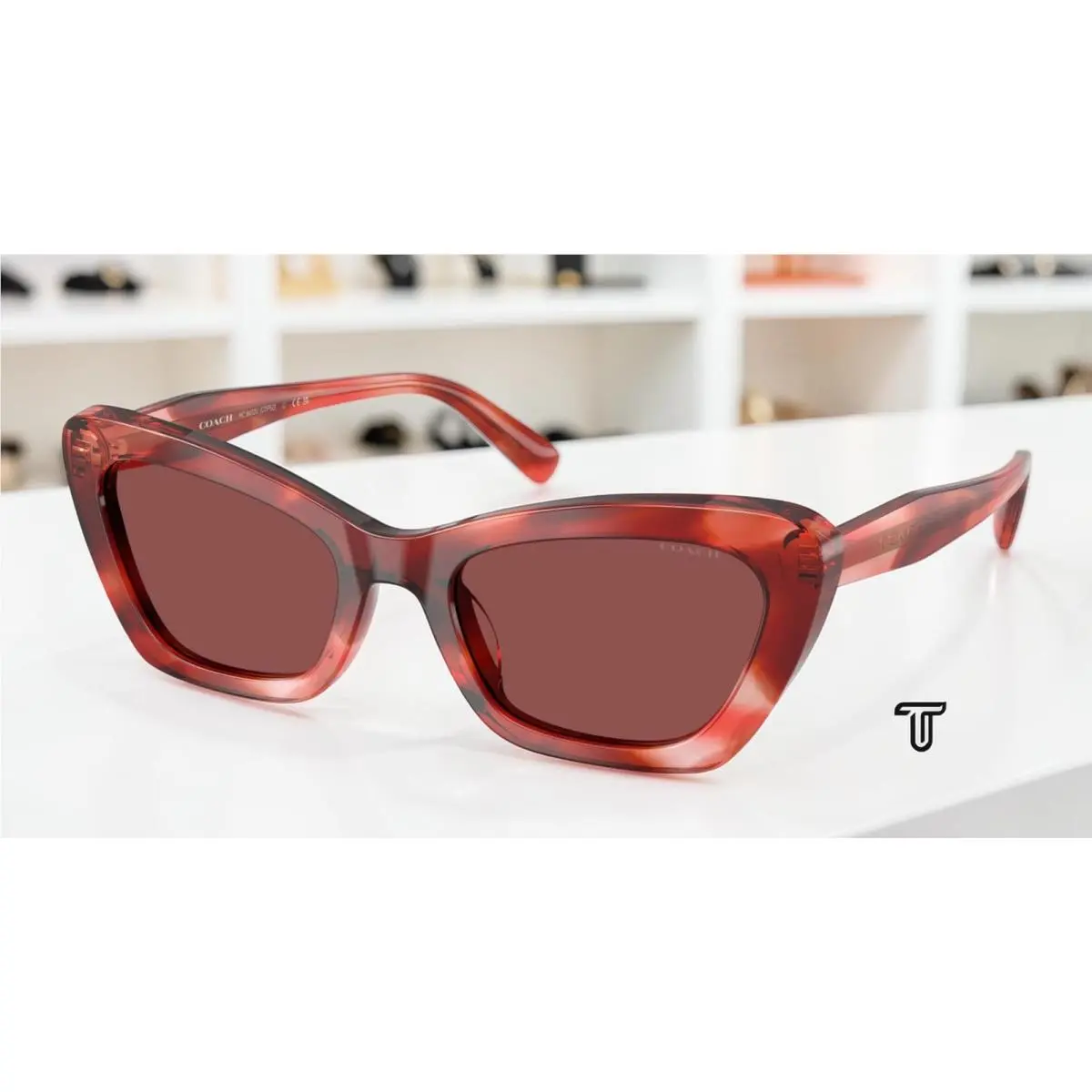 Coach HC8452U 594075 Cdp52 Cherry Tortoise Wine Solid 54 mm Women`s Sunglasses