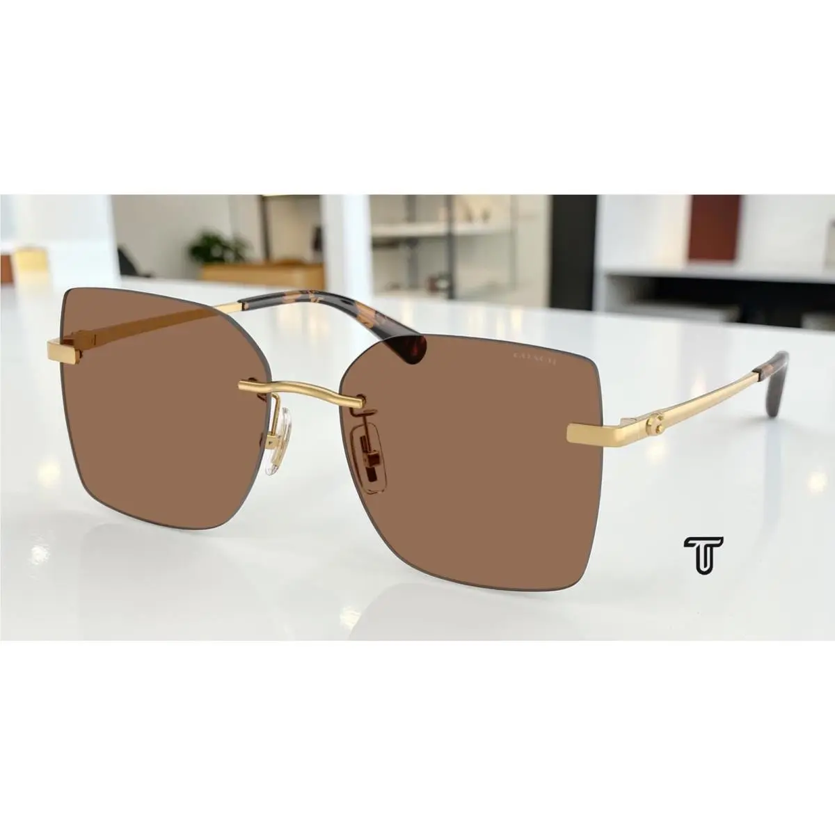 Coach HC7193D 944113 Cdp45 Shiny Gold Brown Solid 57 mm Women`s Sunglasses