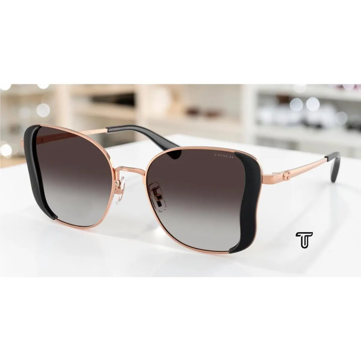 Coach HC7188 94078G Cdp51 Smoke Rose Gold Grey Gradient 50 mm Women`s Sunglasses