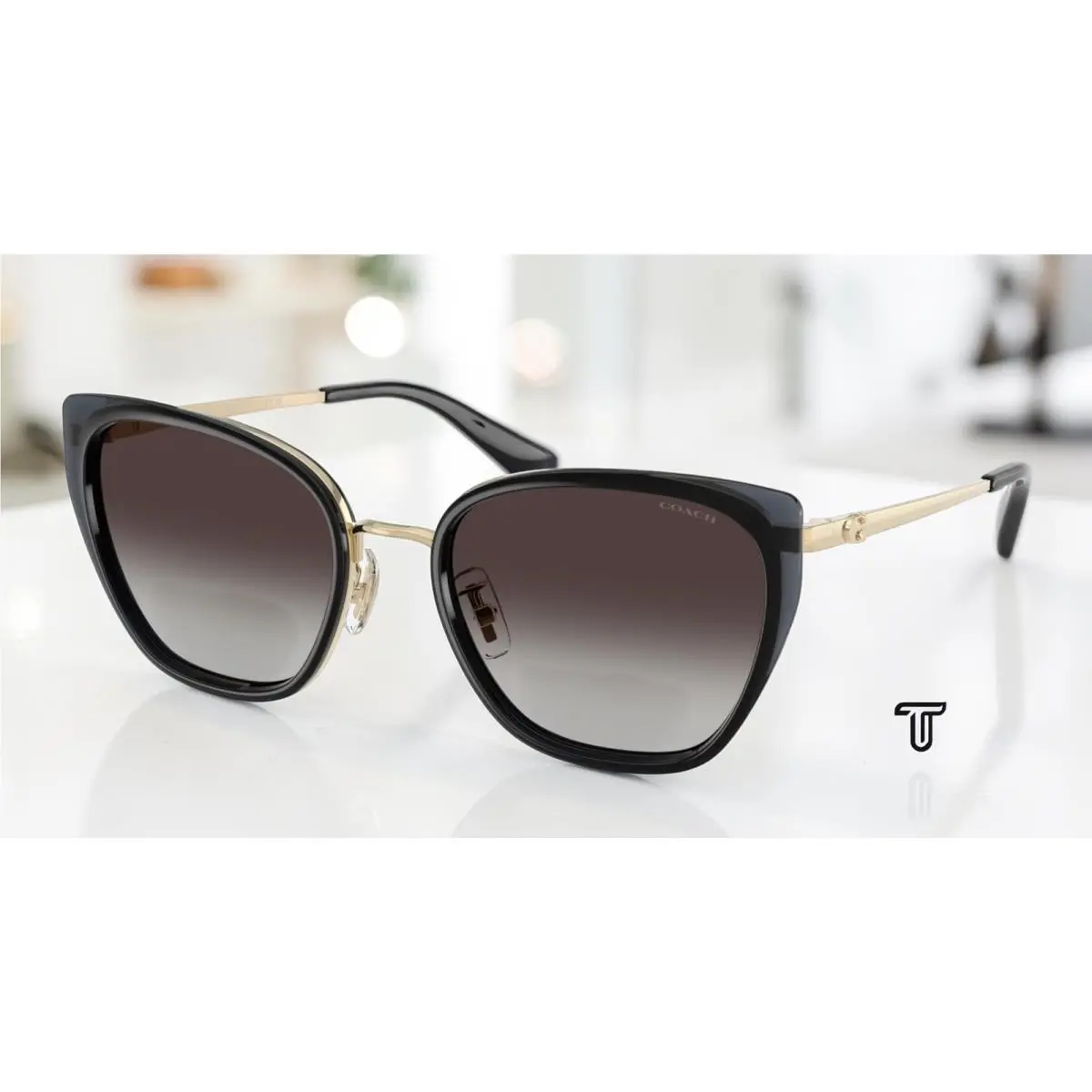 Coach HC7187 94848G Cdp56 Gold Smoke Grey Gradient 53 mm Women`s Sunglasses