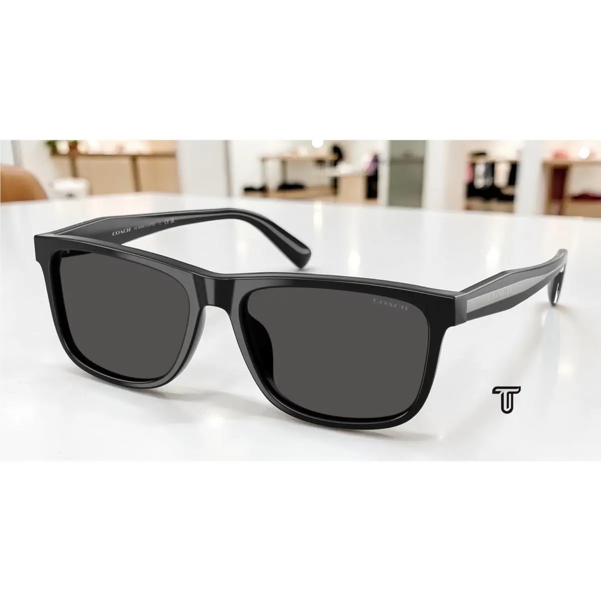 Coach HC8454U 500287 Cdp55 Black Grey Solid 59 mm Men`s Sunglasses