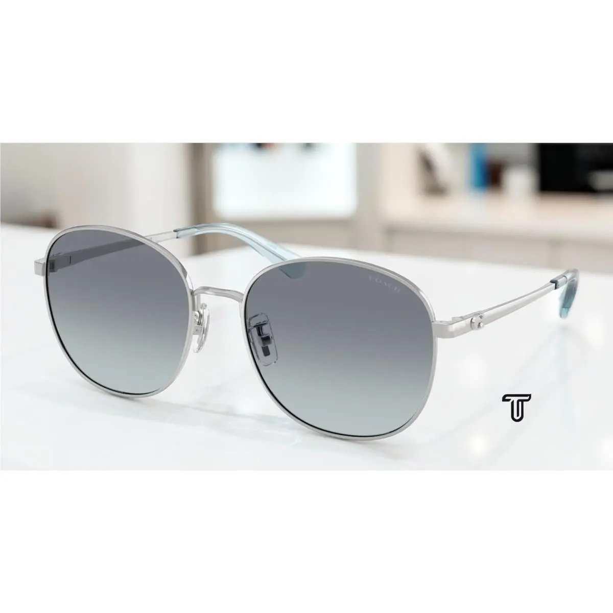 Coach HC7189 900119 Cdp39 Shiny Silver Ocean Gradient 55 mm Women`s Sunglasses