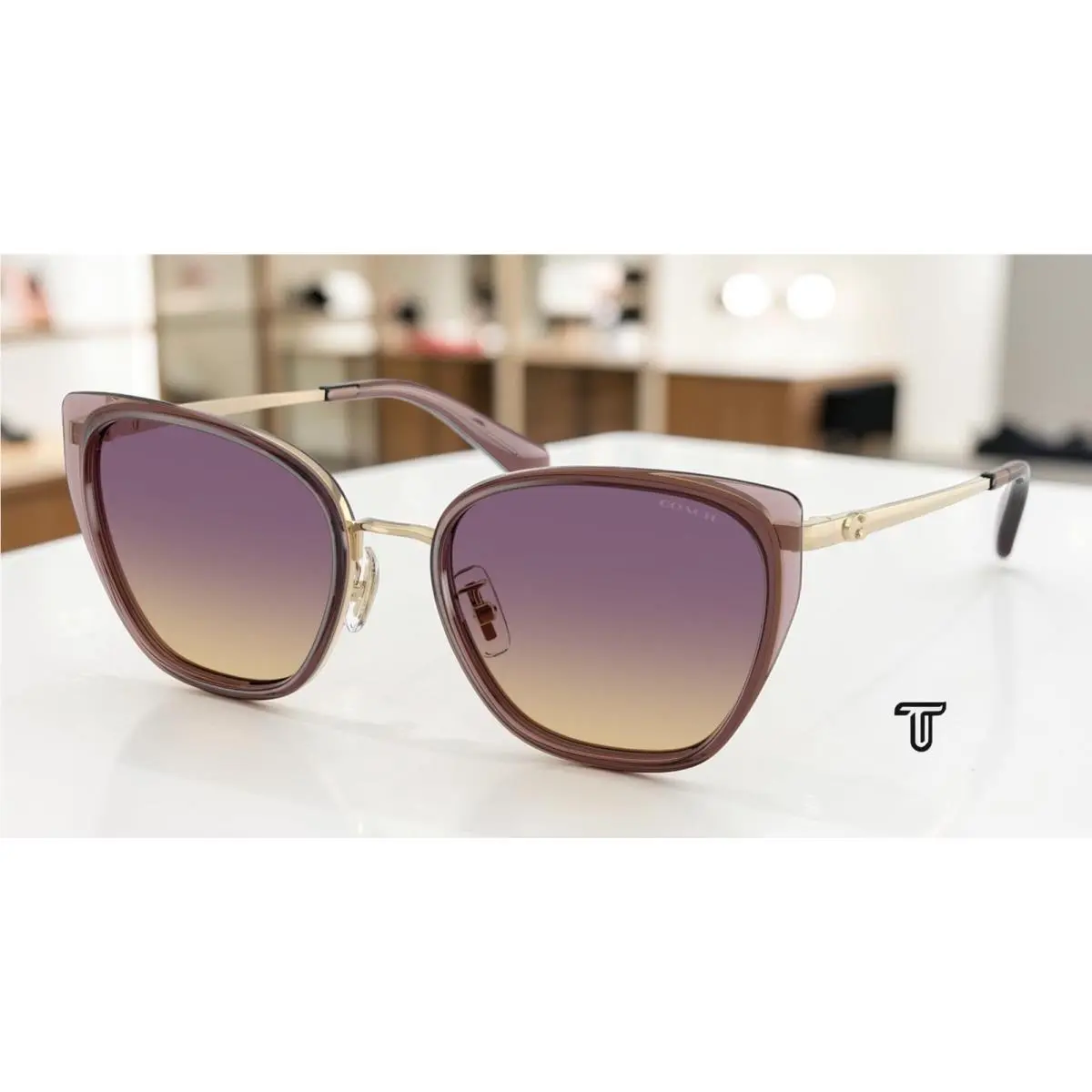 Coach HC7187 948570 Cdp56 Gold Iris Iris Yellow Gradient 53mm Women`s Sunglasses