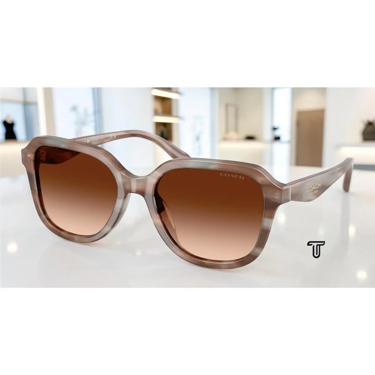Coach HC8437U 590174 Cby87 Striated Redwood Maple Brown 53 mm Women`s Sunglasses