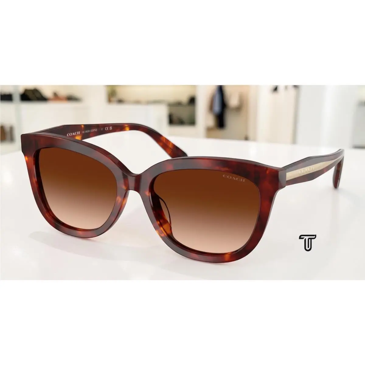 Coach HC8453U 593874 Cdp53 Walnut Tortoise Brown Gradient 56mm Womens Sunglasses