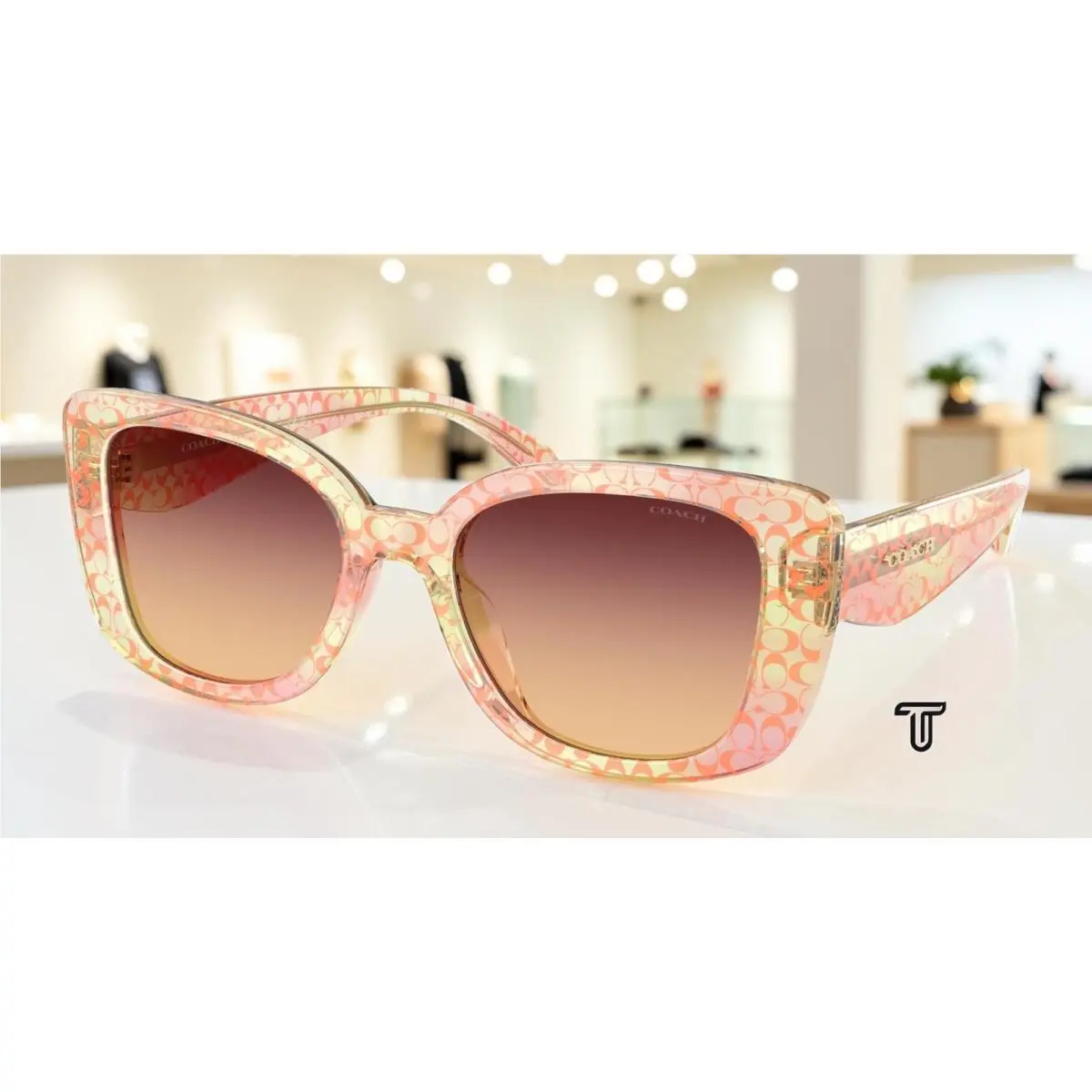 Coach HC8450U 5934W8 Cdp48 Peach Burgundy Peach 52 mm Women`s Sunglasses