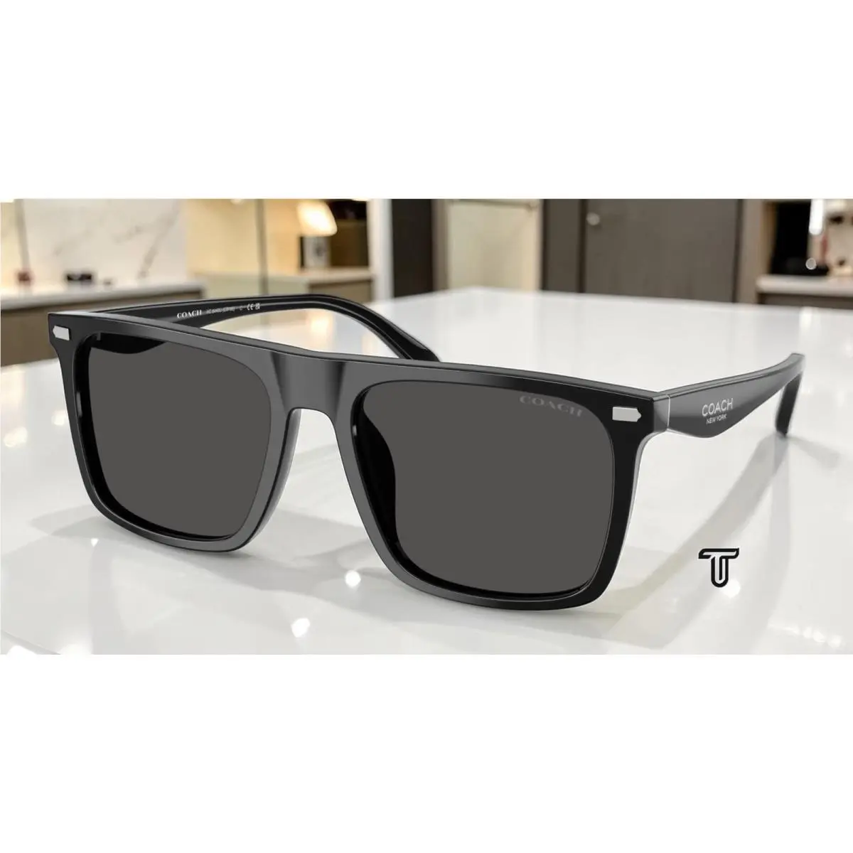 Coach HC8440U 500287 Cby95 Black Grey Solid 57 mm Men`s Sunglasses