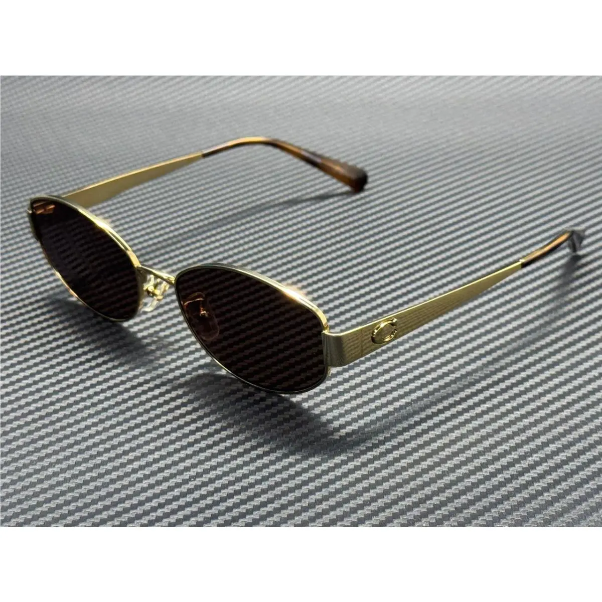 Coach HC7192D 944113 Shiny Gold Brown Solid 57 mm Sunglasses
