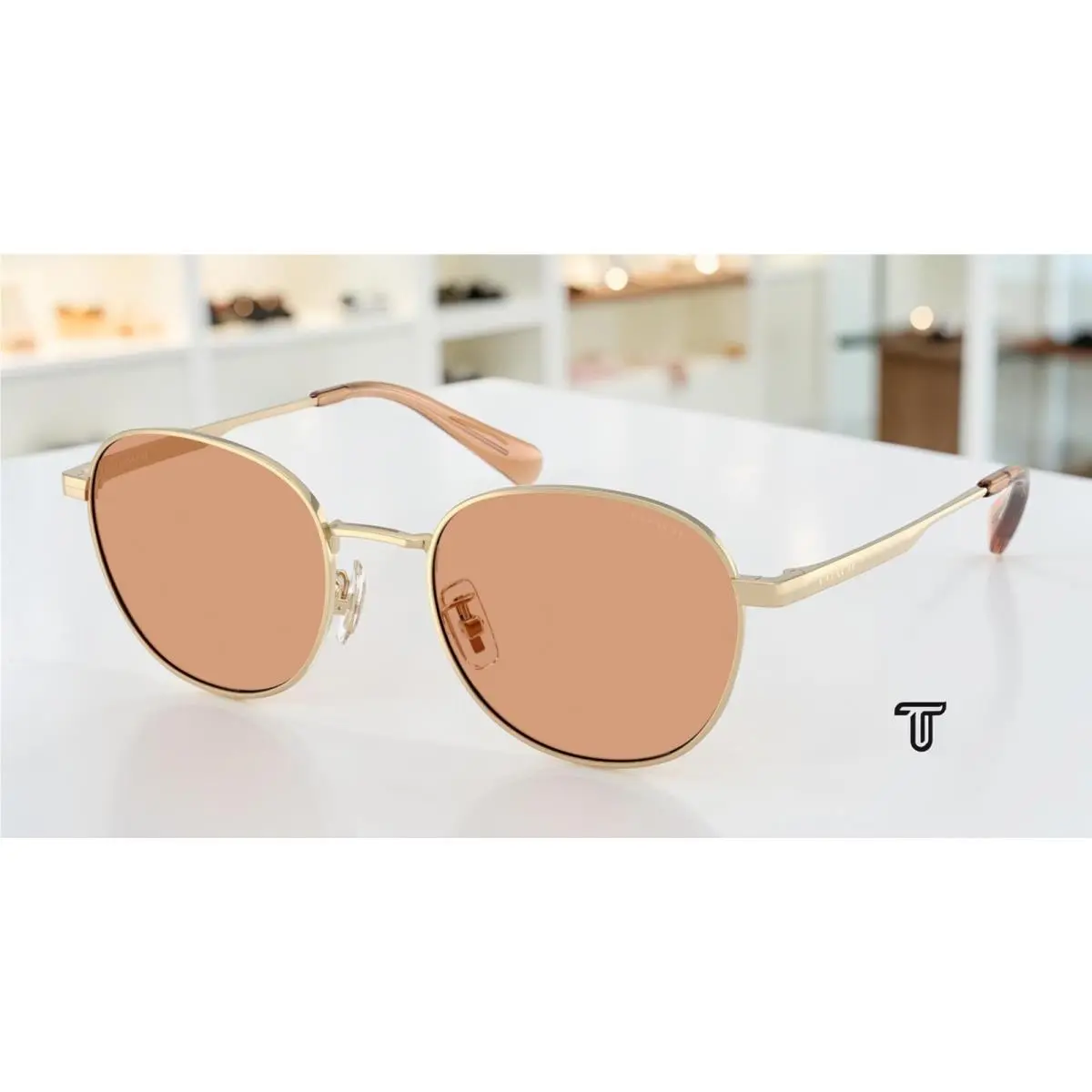 Coach HC7191 900584 Cdp36 Shiny Light Gold Sand 51 mm Men`s Sunglasses