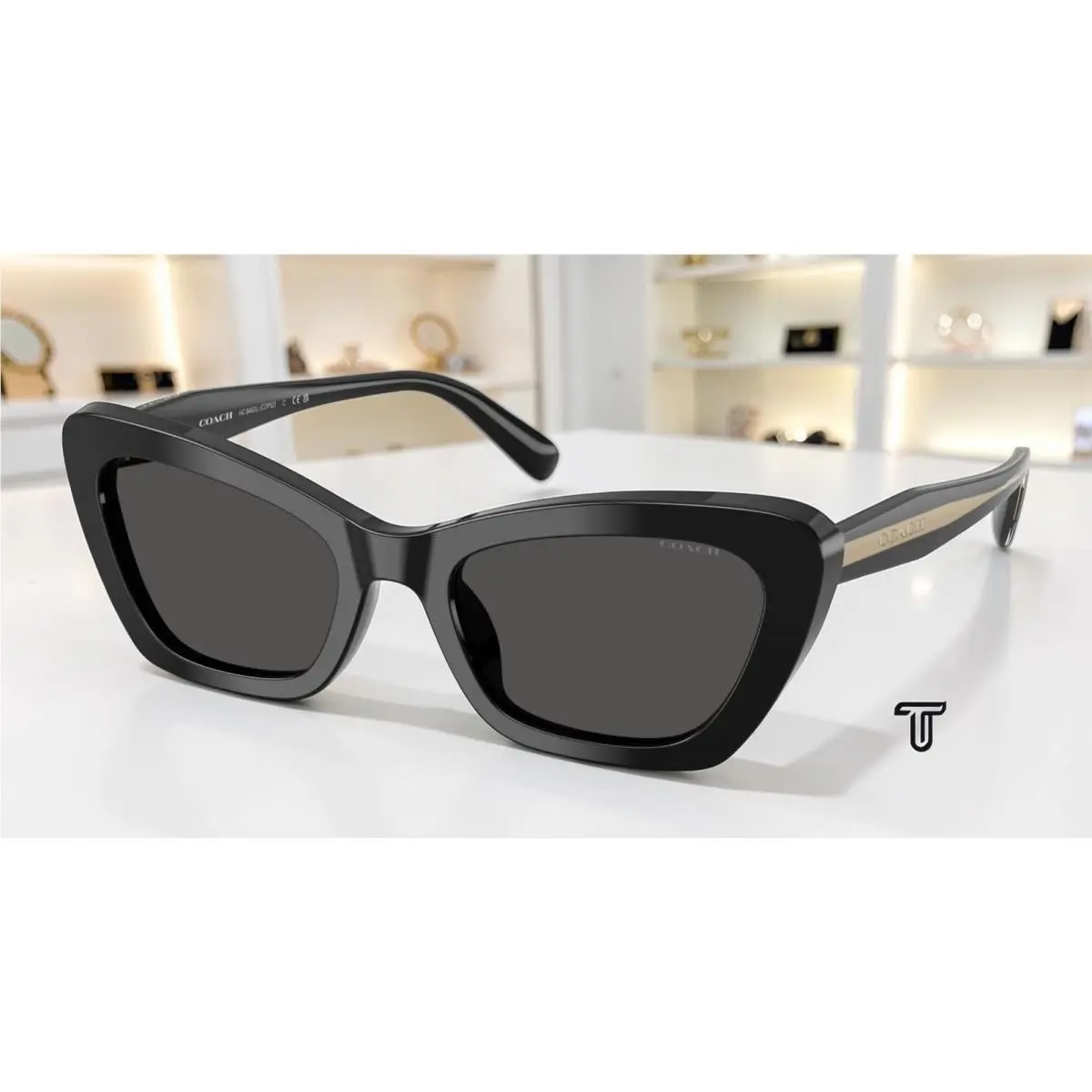 Coach HC8452U 500287 Cdp52 Black Grey Solid 54 mm Women`s Sunglasses