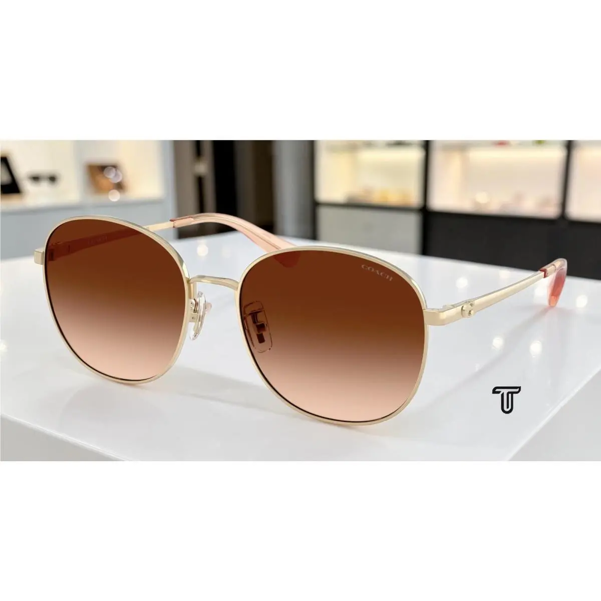 Coach HC7189 900574 Cdp39 Shiny Light Gold Brown Gradient 55mm Womens Sunglasses