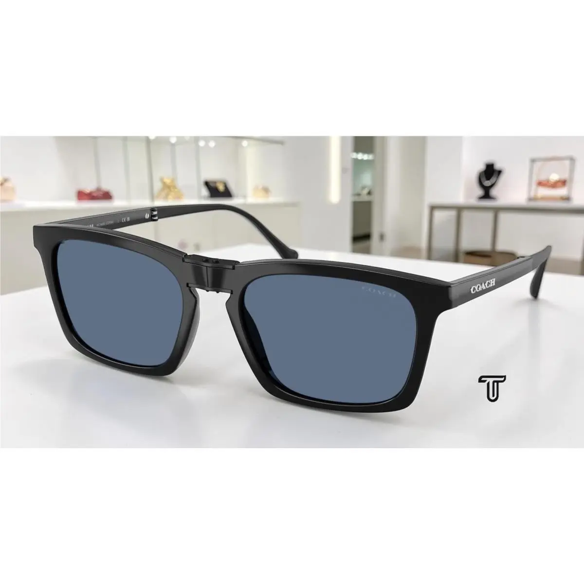 Coach HC8455 500280 Cdp54 Black Blue Solid 56 mm Men`s Sunglasses