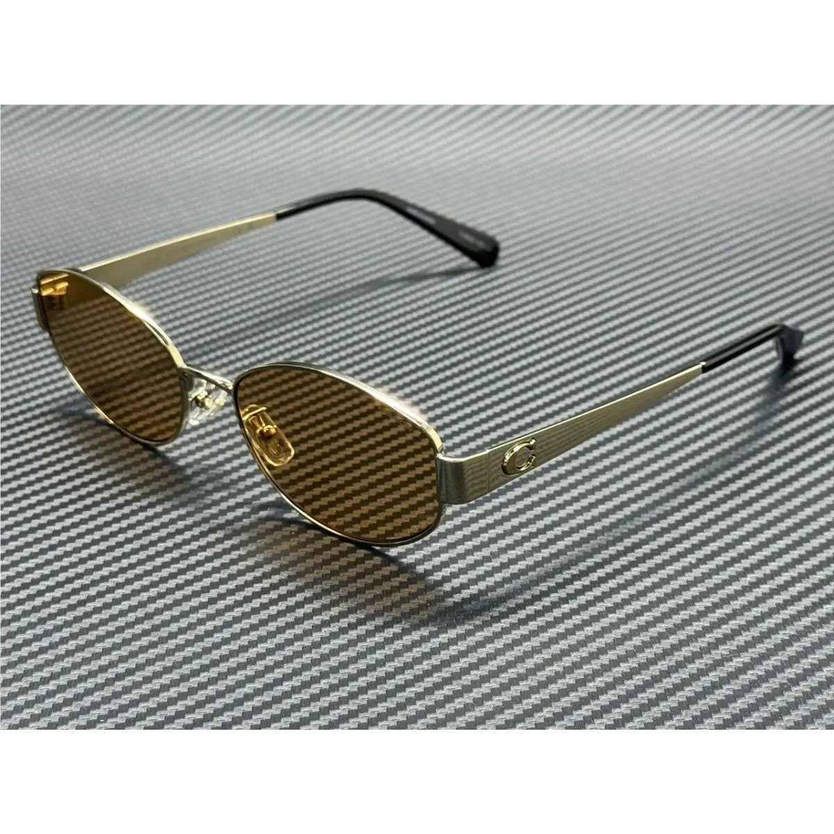 Coach HC7192D 900584 Shiny Gold Brown Solid 57 mm Sunglasses