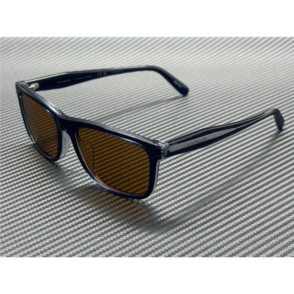 Coach HC8454U 575773 Dark Blue Amber Solid Men`s 59 mm Sunglasses