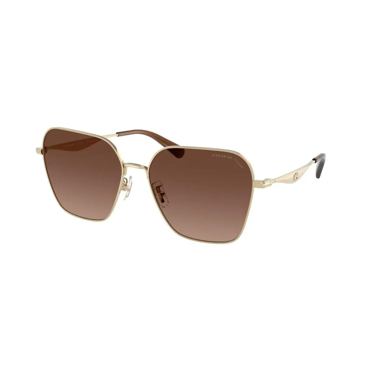 Coach HC7168 9005T5 Cw189 Light Gold Brown Grad Polarized 58mm Womens Sunglasses
