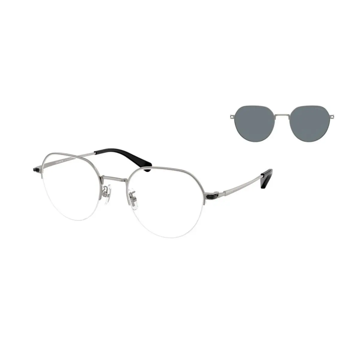 Coach HC 7179 Shiny Gunmetal Grey Solid Polyamide Standard 900455 Sunglasses