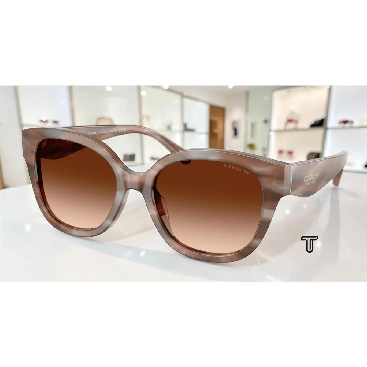 Coach HC8438U 590174 Cby94 Striated Redwood Maple Brown 56 mm Women`s Sunglasses
