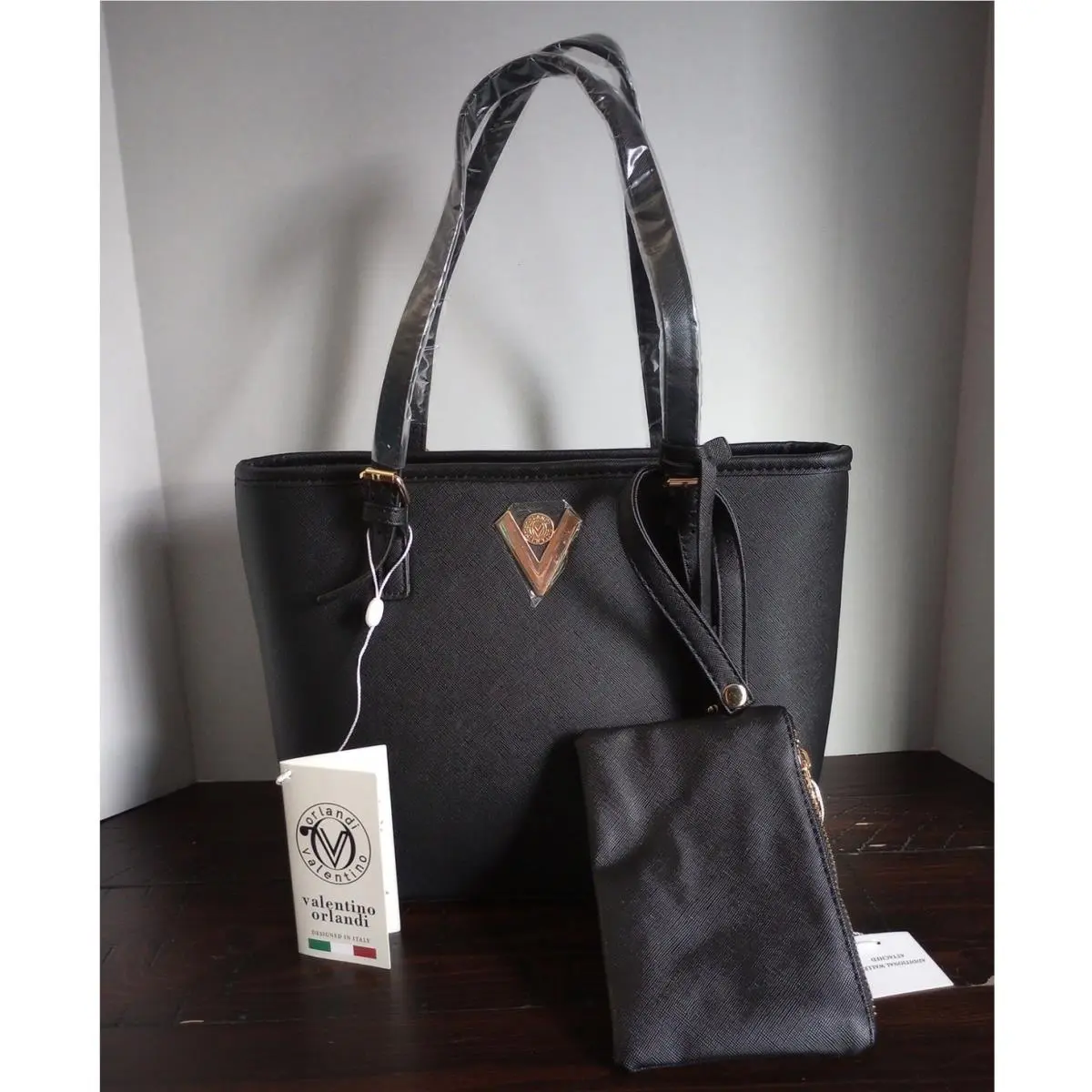 Valentino Orlandi Black Tote Purse Wallet/clutch