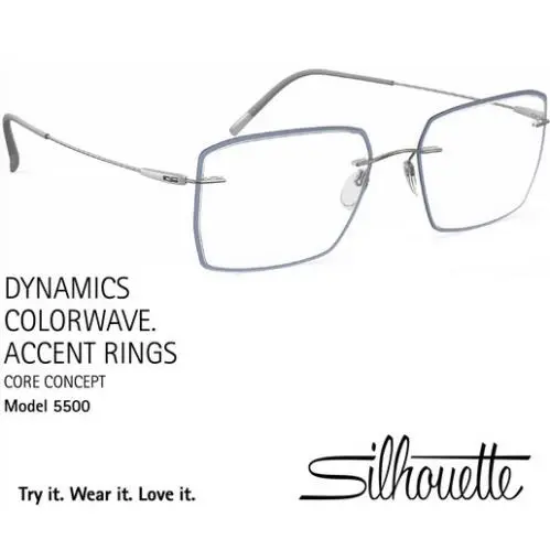 Silhouette Eyeglasses Dynamics Colorwave 54/19/150 Blue Silver 5500/GV-7110